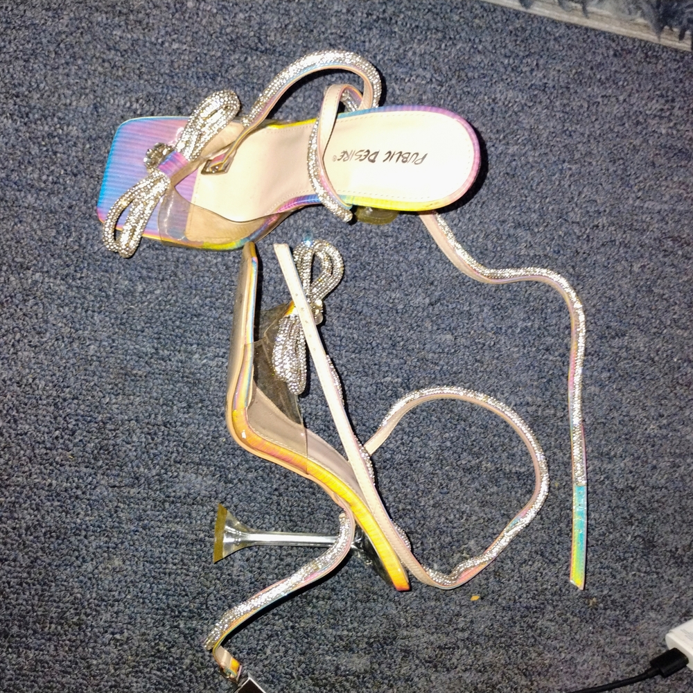 Rene Caovilla Silver and Multicolor Women's Heels